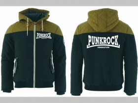 Punkrock Generation zimná pánska bunda zateplená čierno-olivová s kapucňou
